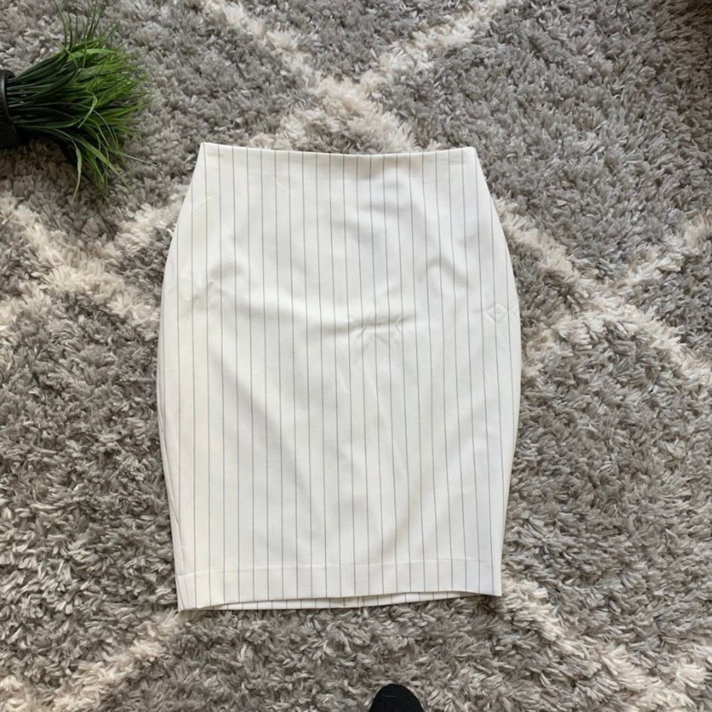 Express High-waisted Pinstripe Pencil Skirt White